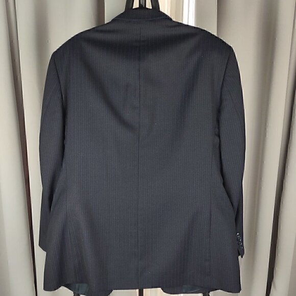 Gianfranco Ruffini Wool 2 Pc Blue Pinstriped Suit Size 36R pants, 44R Jacket - Picture 3 of 12